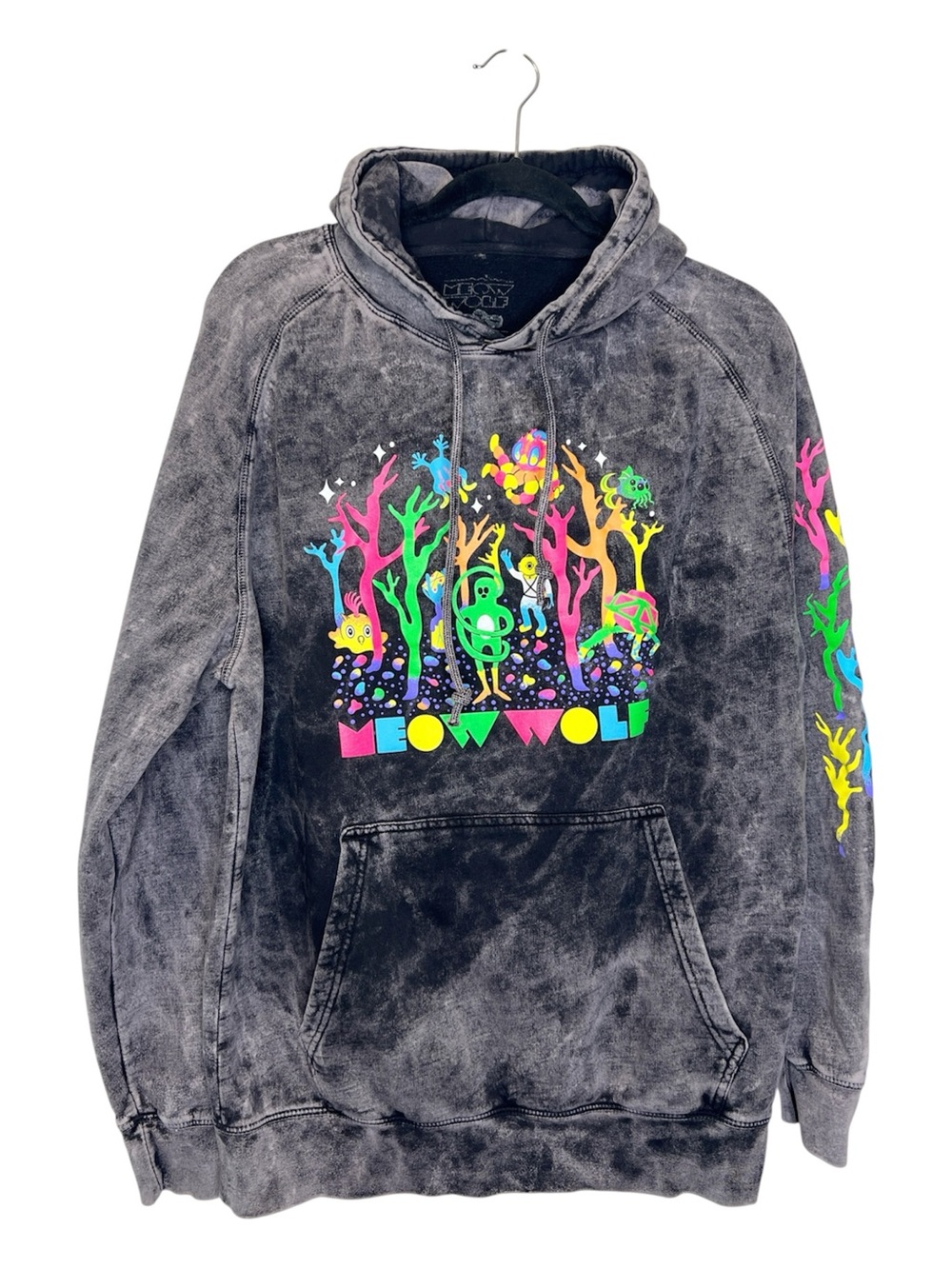 MEOW WOLF Eternal Friends Neon Ocean Print Oversized Hoodie size Large